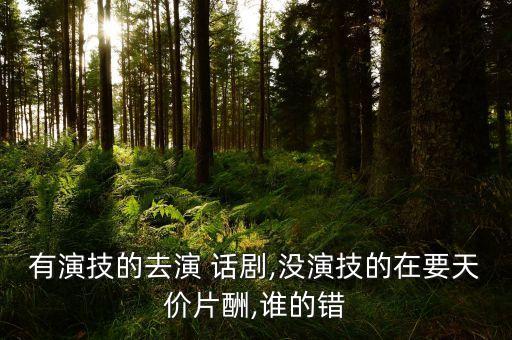 有演技的去演 話(huà)劇,沒(méi)演技的在要天價(jià)片酬,誰(shuí)的錯(cuò)