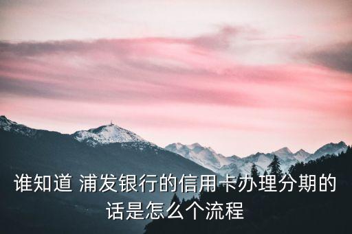 誰知道 浦發(fā)銀行的信用卡辦理分期的話是怎么個(gè)流程