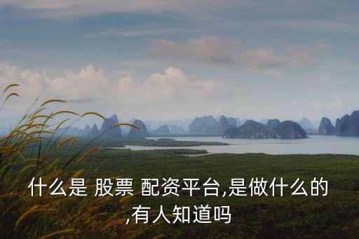 什么是 股票 配資平臺(tái),是做什么的,有人知道嗎