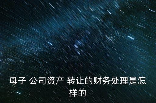 母子 公司資產(chǎn) 轉(zhuǎn)讓的財(cái)務(wù)處理是怎樣的
