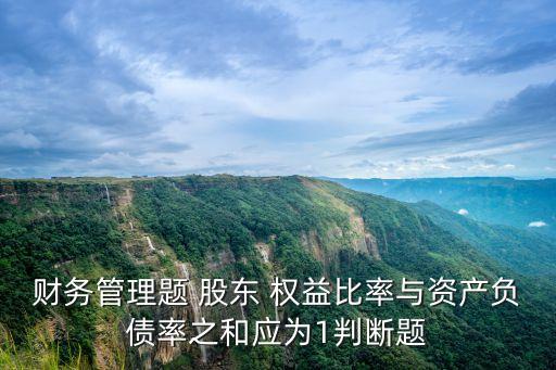 財務管理題 股東 權益比率與資產負債率之和應為1判斷題
