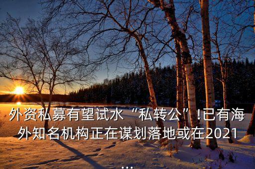 外資私募有望試水“私轉(zhuǎn)公”!已有海外知名機構(gòu)正在謀劃落地或在2021...
