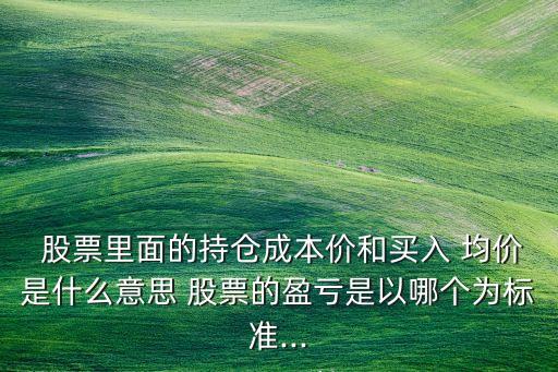  股票里面的持倉成本價和買入 均價是什么意思 股票的盈虧是以哪個為標(biāo)準(zhǔn)...