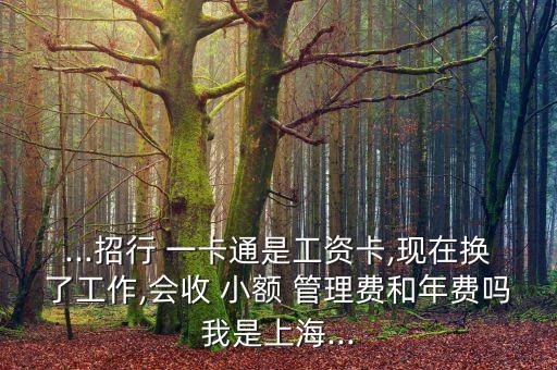 ...招行 一卡通是工資卡,現(xiàn)在換了工作,會收 小額 管理費(fèi)和年費(fèi)嗎我是上海...