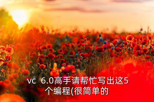  vc  6.0高手請幫忙寫出這5個(gè)編程(很簡單的