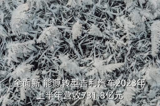 全面新 能源轉型吉利汽車2023年上半年營收731.8億元