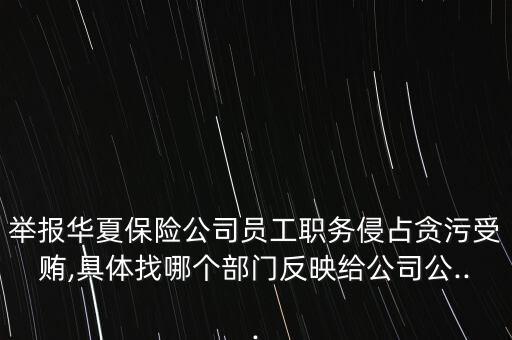 舉報(bào)華夏保險(xiǎn)公司員工職務(wù)侵占貪污受賄,具體找哪個(gè)部門反映給公司公...