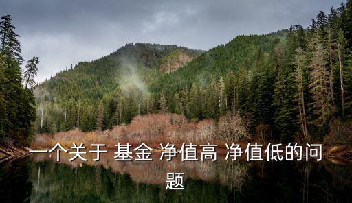 一個(gè)關(guān)于 基金 凈值高 凈值低的問(wèn)題
