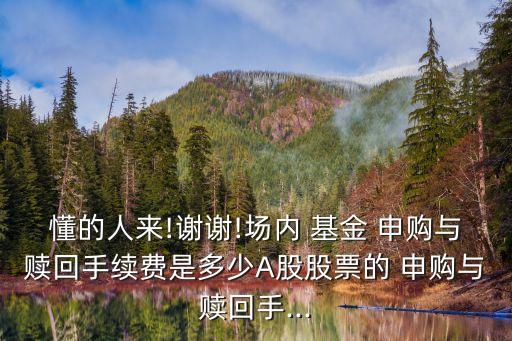 懂的人來!謝謝!場內 基金 申購與贖回手續(xù)費是多少A股股票的 申購與贖回手...