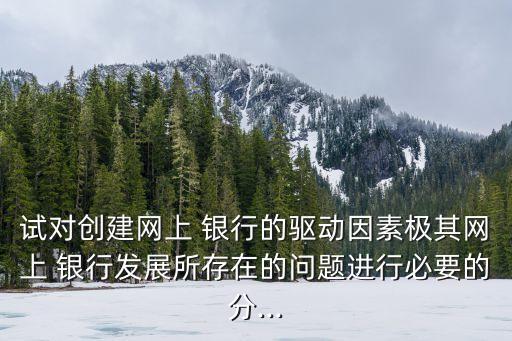 試對(duì)創(chuàng)建網(wǎng)上 銀行的驅(qū)動(dòng)因素極其網(wǎng)上 銀行發(fā)展所存在的問題進(jìn)行必要的分...