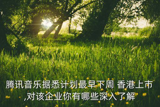 騰訊音樂(lè)據(jù)悉計(jì)劃最早下周 香港上市,對(duì)該企業(yè)你有哪些深入了解