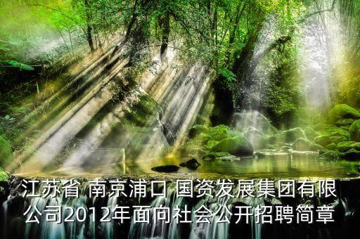 江蘇省 南京浦口 國資發(fā)展集團有限公司2012年面向社會公開招聘簡章