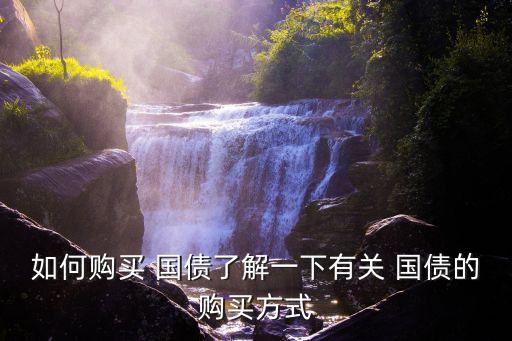 如何購(gòu)買 國(guó)債了解一下有關(guān) 國(guó)債的購(gòu)買方式