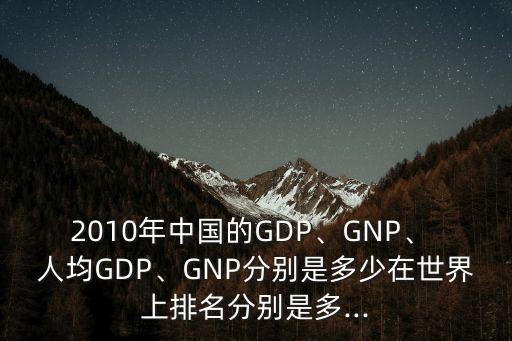 2010年中國的GDP、GNP、 人均GDP、GNP分別是多少在世界上排名分別是多...