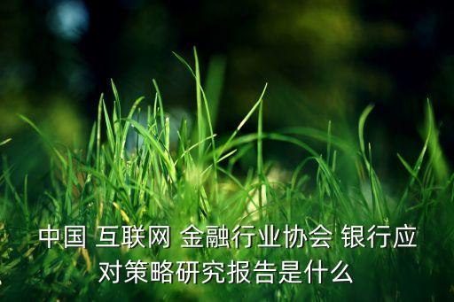 中國 互聯(lián)網(wǎng) 金融行業(yè)協(xié)會 銀行應(yīng)對策略研究報告是什么