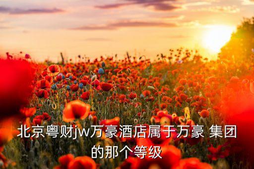 北京粵財(cái)jw萬豪酒店屬于萬豪 集團(tuán)的那個(gè)等級(jí)