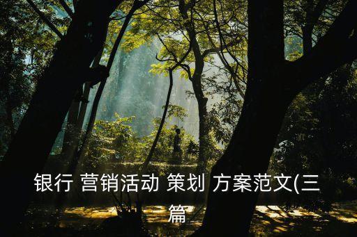 銀行 營(yíng)銷(xiāo)活動(dòng) 策劃 方案范文(三篇