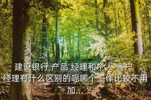 建設(shè)銀行,產(chǎn)品 經(jīng)理和個(gè)人 客戶 經(jīng)理有什么區(qū)別的呢哪個(gè)工作比較不用加...