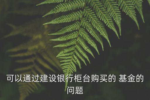 可以通過建設(shè)銀行柜臺(tái)購(gòu)買的 基金的問題