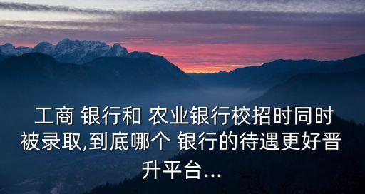  工商 銀行和 農業(yè)銀行校招時同時被錄取,到底哪個 銀行的待遇更好晉升平臺...