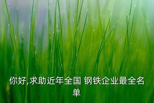 你好,求助近年全國 鋼鐵企業(yè)最全名單
