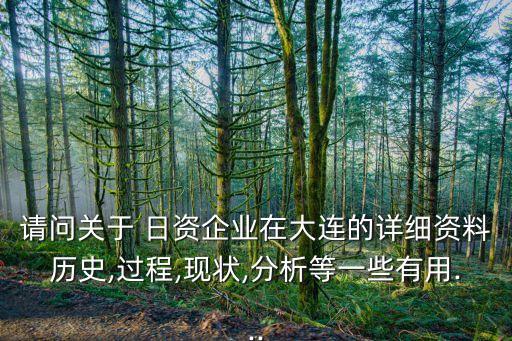 請問關(guān)于 日資企業(yè)在大連的詳細資料歷史,過程,現(xiàn)狀,分析等一些有用...