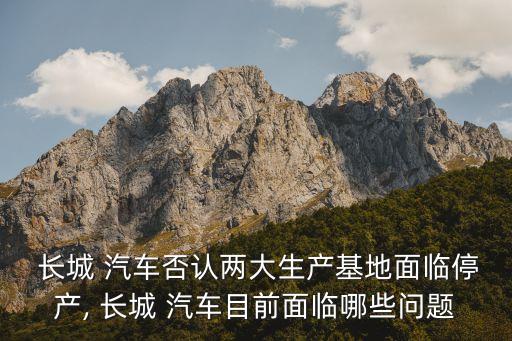  長城 汽車否認(rèn)兩大生產(chǎn)基地面臨停產(chǎn), 長城 汽車目前面臨哪些問題