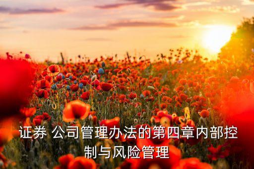  證券 公司管理辦法的第四章內(nèi)部控制與風(fēng)險管理