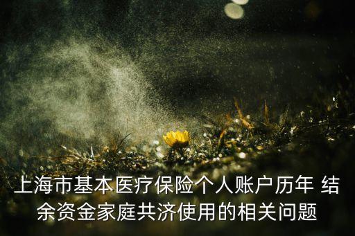 上海市基本醫(yī)療保險個人賬戶歷年 結余資金家庭共濟使用的相關問題