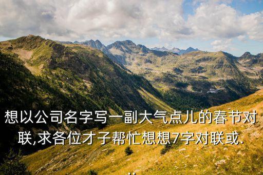 想以公司名字寫一副大氣點(diǎn)兒的春節(jié)對(duì)聯(lián),求各位才子幫忙想想7字對(duì)聯(lián)或...