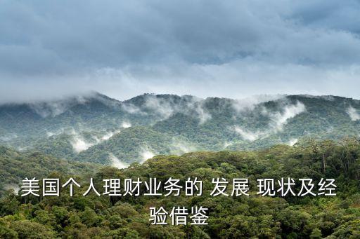 美國個人理財(cái)業(yè)務(wù)的 發(fā)展 現(xiàn)狀及經(jīng)驗(yàn)借鑒