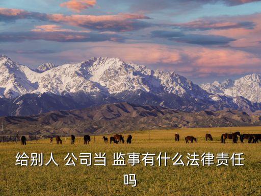 給別人 公司當 監(jiān)事有什么法律責任嗎