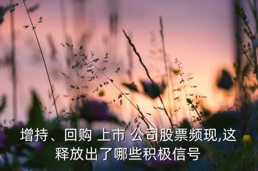 增持、回購 上市 公司股票頻現,這釋放出了哪些積極信號