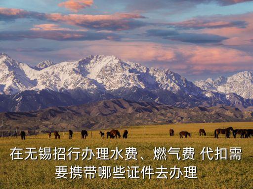 在無錫招行辦理水費(fèi)、燃?xì)赓M(fèi) 代扣需要攜帶哪些證件去辦理