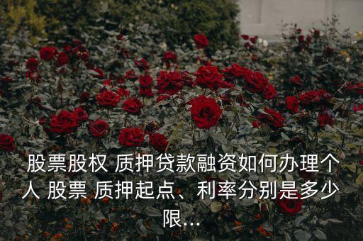  股票股權(quán) 質(zhì)押貸款融資如何辦理個人 股票 質(zhì)押起點、利率分別是多少限...