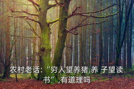 農村老話:“窮人望養(yǎng)豬,養(yǎng) 子望讀書”,有道理嗎