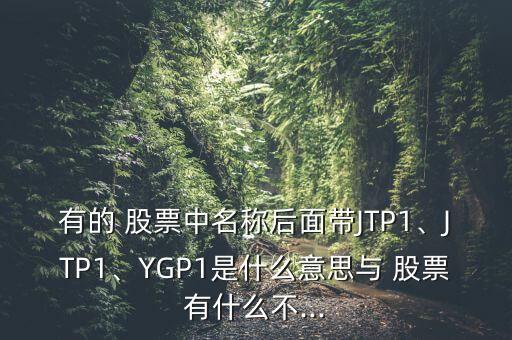 有的 股票中名稱后面帶JTP1、JTP1、YGP1是什么意思與 股票有什么不...