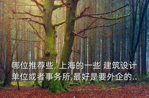哪位推薦些, 上海的一些 建筑設(shè)計單位或者事務(wù)所,最好是要外企的...