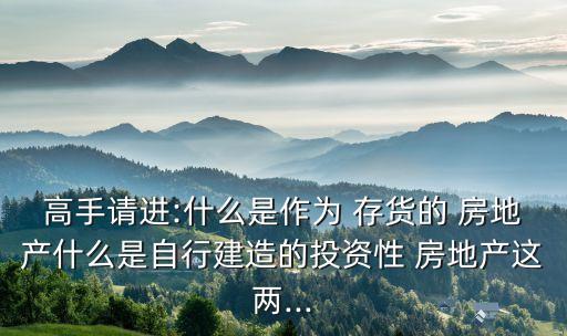 高手請進:什么是作為 存貨的 房地產(chǎn)什么是自行建造的投資性 房地產(chǎn)這兩...