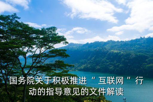 國務(wù)院關(guān)于積極推進(jìn)“ 互聯(lián)網(wǎng) ”行動(dòng)的指導(dǎo)意見的文件解讀