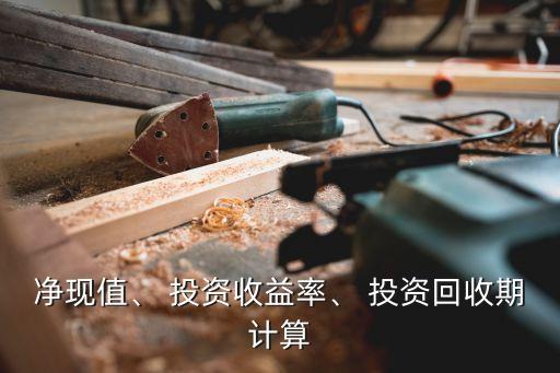 凈現(xiàn)值、 投資收益率、 投資回收期計(jì)算