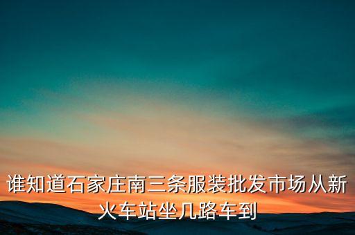 誰(shuí)知道石家莊南三條服裝批發(fā)市場(chǎng)從新火車(chē)站坐幾路車(chē)到