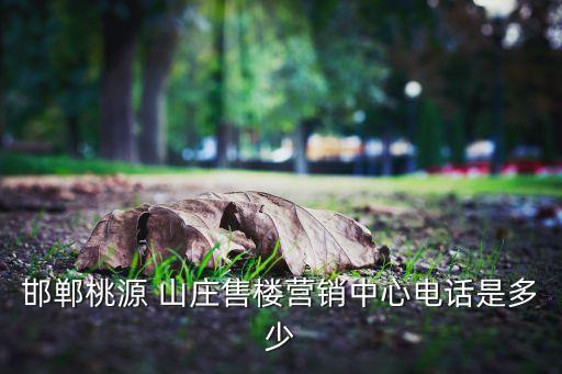 邯鄲桃源 山莊售樓營銷中心電話是多少