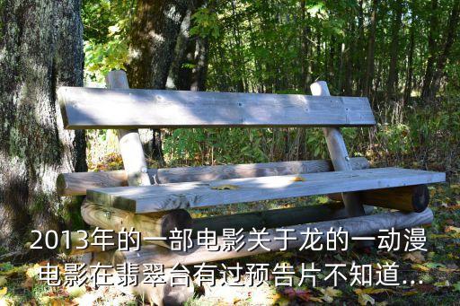2013年的一部電影關(guān)于龍的一動(dòng)漫電影在翡翠臺(tái)有過預(yù)告片不知道...