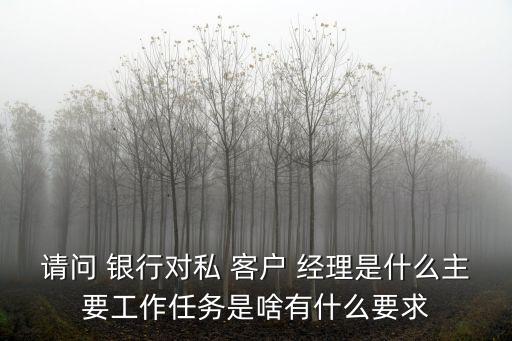 請(qǐng)問(wèn) 銀行對(duì)私 客戶 經(jīng)理是什么主要工作任務(wù)是啥有什么要求