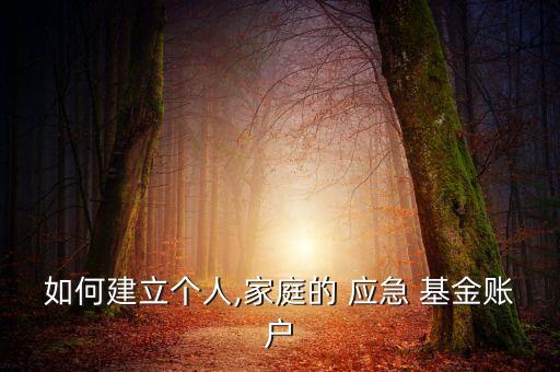 如何建立個(gè)人,家庭的 應(yīng)急 基金賬戶(hù)