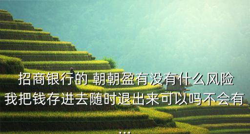  招商銀行的 朝朝盈有沒有什么風(fēng)險(xiǎn)我把錢存進(jìn)去隨時(shí)退出來(lái)可以嗎不會(huì)有...