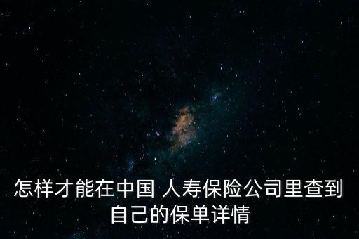 怎樣才能在中國(guó) 人壽保險(xiǎn)公司里查到自己的保單詳情