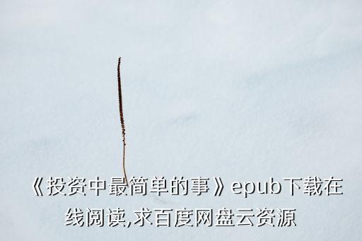 《投資中最簡單的事》epub下載在線閱讀,求百度網盤云資源