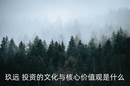 玖遠 投資的文化與核心價值觀是什么